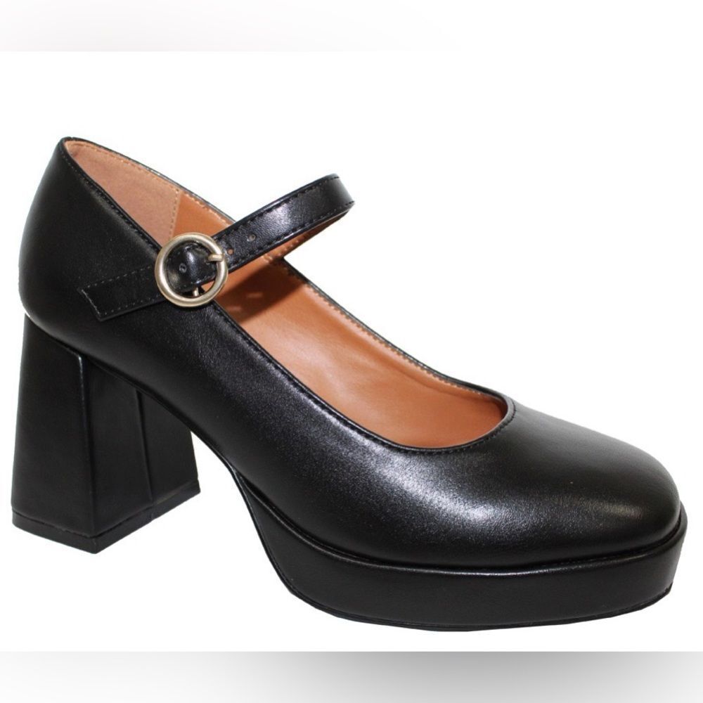 BLACK BABYDOLL MARYJANE BLOCK HEEL - Picture 2 of 8